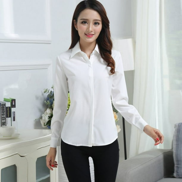 RUWQ Button Down V Neck Shirts Long Sleeve Blouse Roll Up Cuffed Sleeve Casual Work Plain Tops with Pockets RUWQ Button Down V Neck Shirts Long Sleeve Blouse Roll Up Cuffed Sleeve Casual Work Plain Tops with Pockets